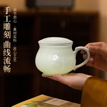 城市礼物文创品景德镇影青瓷雕刻玲珑过滤平安杯竹节熊猫富贵锦鲤