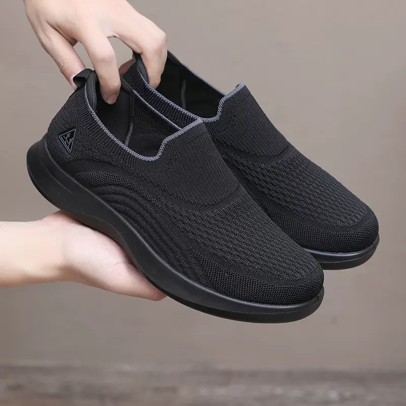 鞋子男春季新款耐磨懒人一脚蹬中老年轻便舒适圆头运动批发男单鞋
