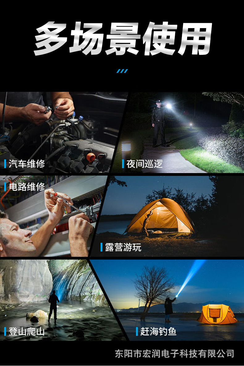 Cross-border high-brightness flashlight, outdoor long-range retractable portable flashlight, white laser rechargeable tactical flashlight for emergencies