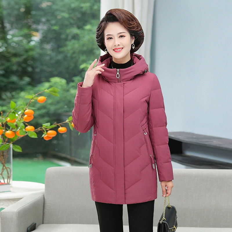 2024 новая утолщенная пуховая куртка для женщин среднего и пожилого возраста, зимнее пальто средней длины, больших размеров, куртка на хлопковой подкладке для женщин 50 лет.