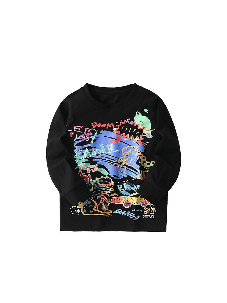 Blusa de niño malwee transfronteriza otoño e invierno nuevo estilo europeo y americano, cuello redondo, manga larga, camiseta para niños de moda