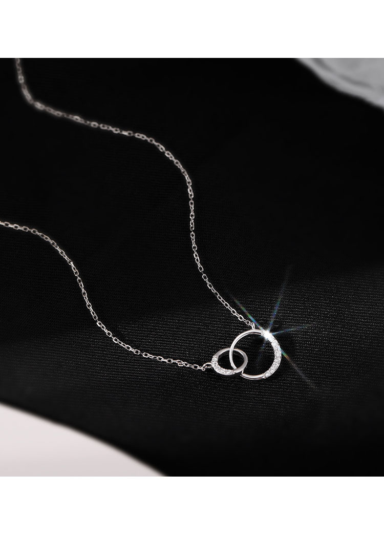Collar círculo estilo sol con diamantes cadena clavícula mujer_voghion.com