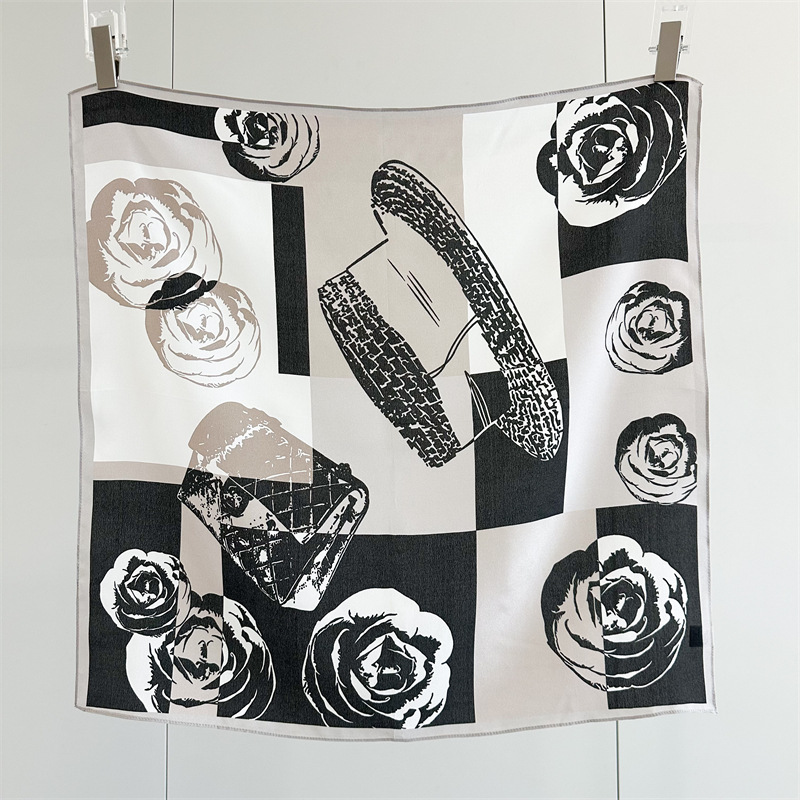 Pañuelo Cuadrado de Seda Jacquard Doble Cara para Mujer 100% Seda de Morera, con Protección Solar