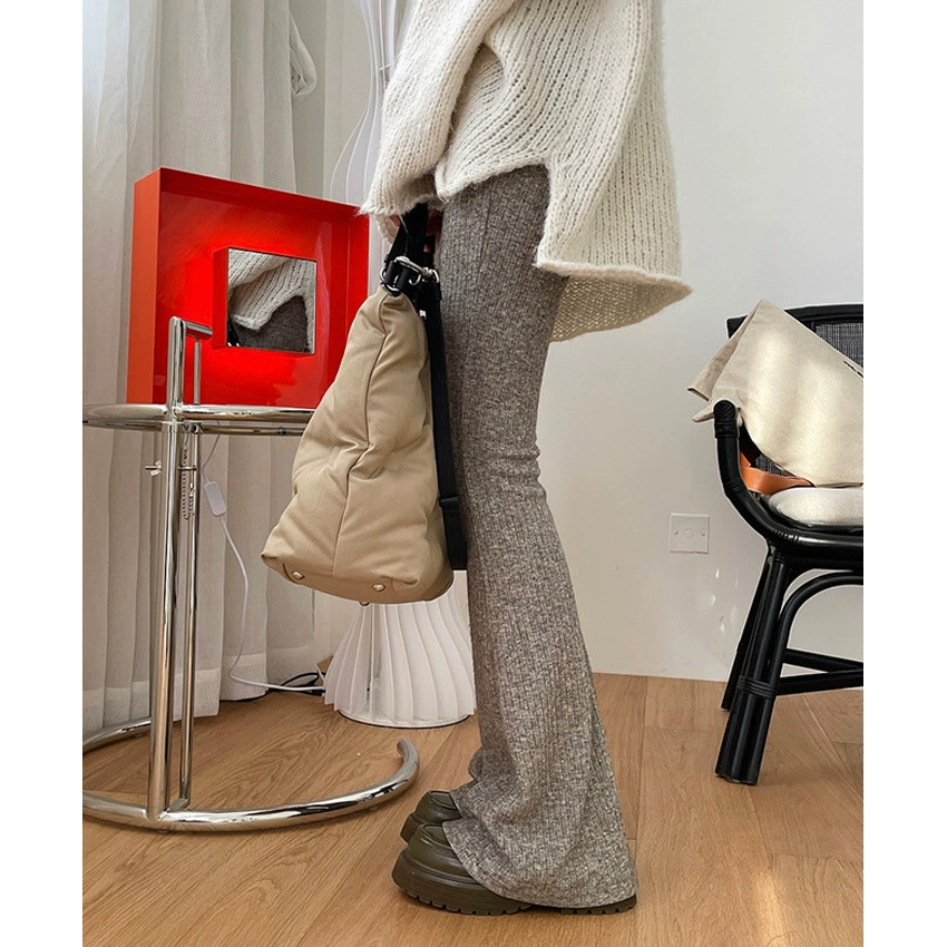 Осенне-зимние новые современные узкие расклешенные брюки в Корейском стиле с высокой талией модифицированные эластичные мягкие вязаные брюки для женщин