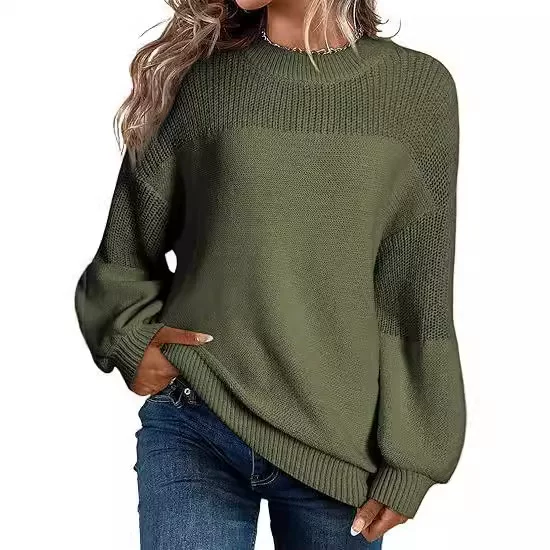 Осень-зима 2024 новая на Амазоне loose flat collar вязанный свитер для женщин