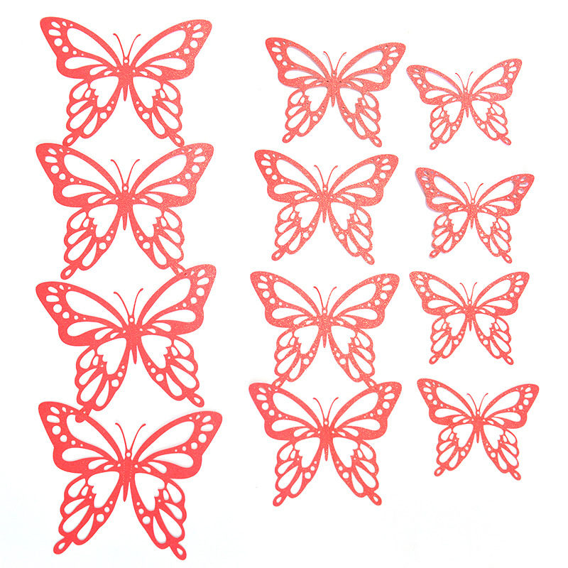 Mariposa hueco Comercio exterior color 12 piezas pegatinas tridimensionales decoración de la pared pegatinas de pared de fondo arte fiesta en casa