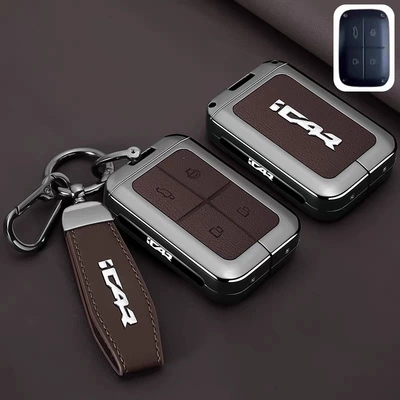 Car key bag | key pouch for men and women - brown-leather-rope-buckle-hanger