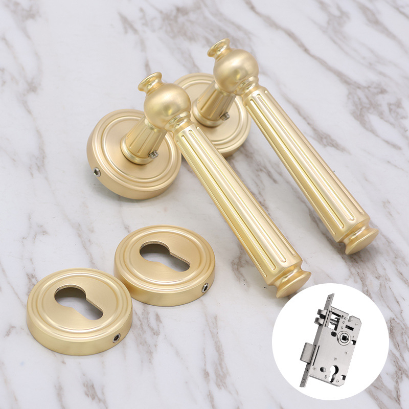 Cerradura de Puerta Interior de Aleación de Aluminio LeLan, Manija Dividida, Manija Dorada de Lujo Ligero, Cerradura Magnética Silenciosa para Baño
