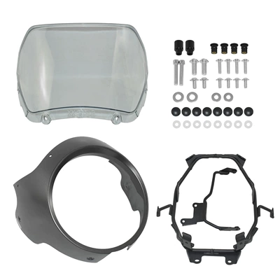 Windshield Bumper — Motorcycle front windshield - matt-gray-headlight-shade-smoke-gray-windshield