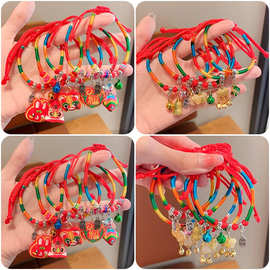 厂家批发手工编织宽款凤尾结五彩绳手链 端午五彩线编制手绳批发