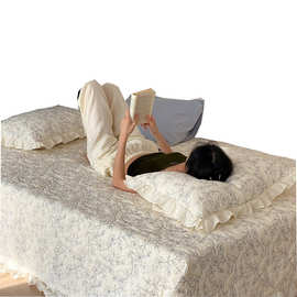 V5HA双面纯棉绗缝夹棉床盖床单三件套床罩床垫榻榻米垫全棉夏季夏