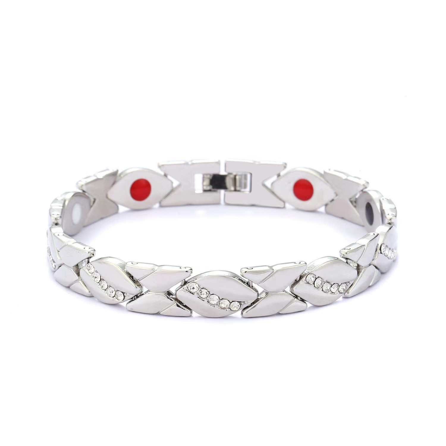 Pulsera magnética de hoja de diamante popular transfronteriza, pulsera de cobre rojo antiguo cepillado ajustable, joyería de mano para parejas
