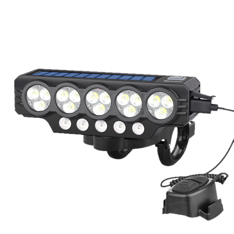 ソーラーバイクハイビームとロービームヘッドライトUSB充電式ホーン付きライディングライト900ルーメン長持ち夜間ライディングウェア|undefined