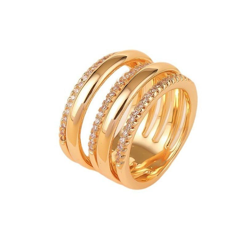 若瑟 Copper zirconium hip-hop style, fashionable ring, jewelry, European style, light luxury style