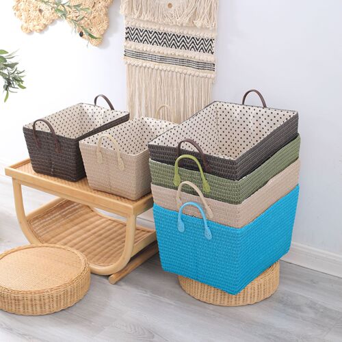Minimalist Japanese-style large clothing folding woven storage basket snack miscellaneous toys washable snack storage organization