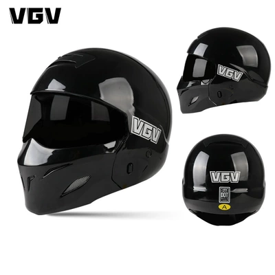 Motosiklet dəbilqələri | Motorcycle Cruise Large Size Retro - s-first-generation-bright-black-black-tea-lenses-free-transparent-lenses-gloves-headgear