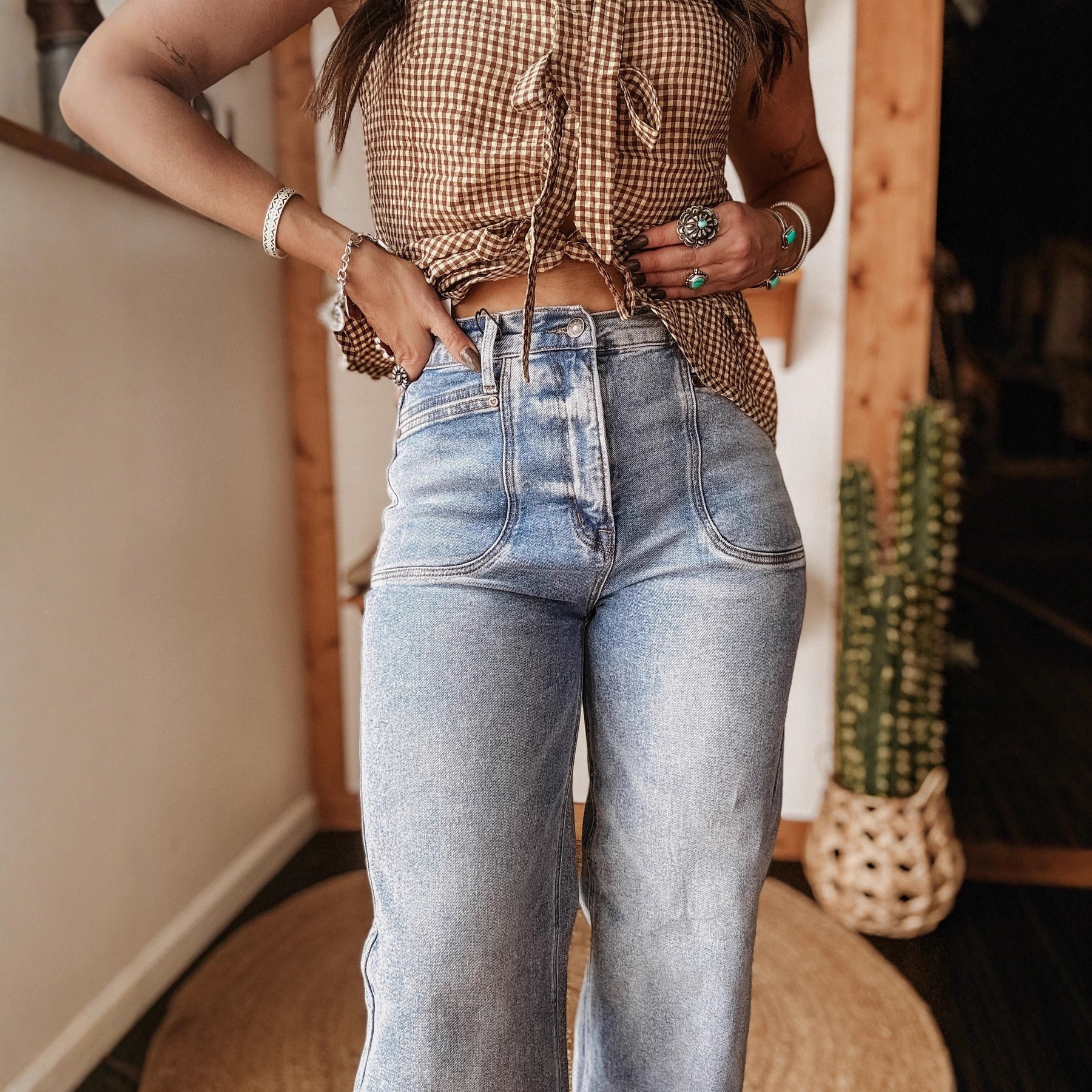 Jeans Rectos de Tiro Medio para Mujer de Mezclilla de Algodón, Elásticos, para Uso Diario