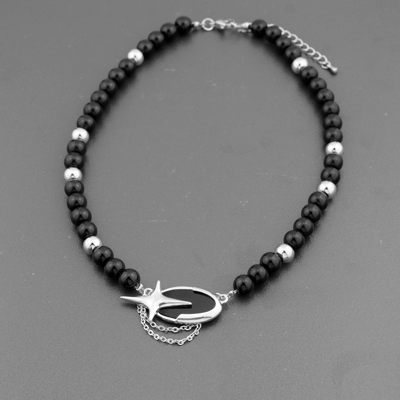 Collar de estrella estilo punk oscuro hombre, cadena unisex_voghion.com