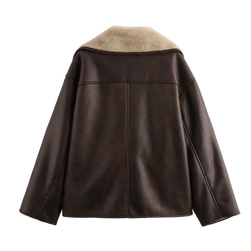 Reversible autumn jacket, European style, double‑sided shearling look, sizes XS–L
