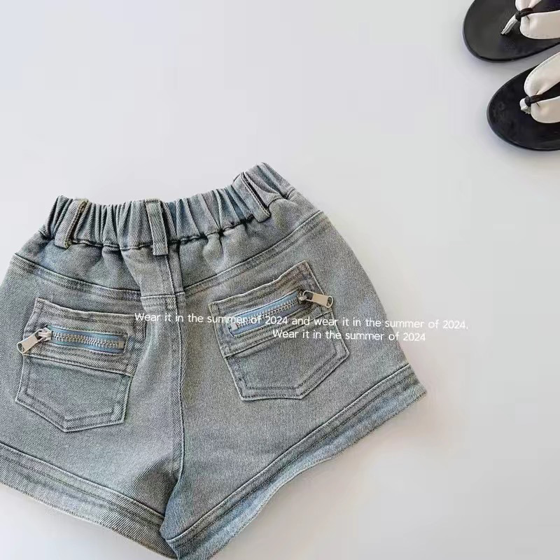 지퍼 데님 반바지