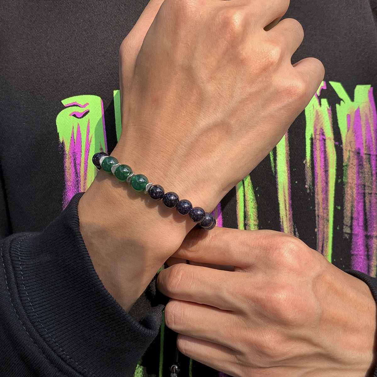 1 Piece Simple Style Multicolor Plastic Agate Braid Menu0027S Bracelets