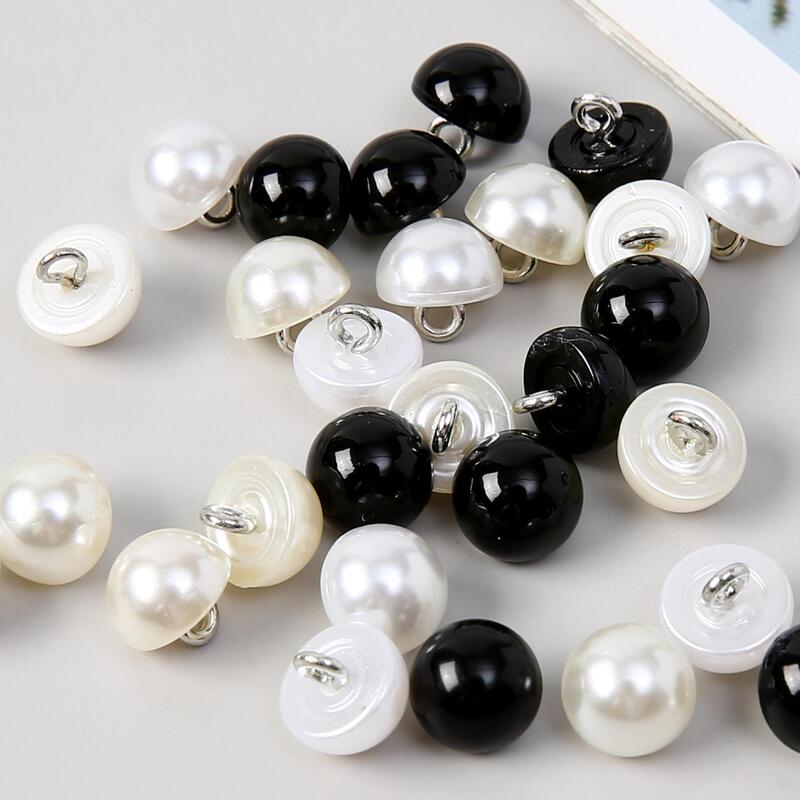 Black and White Imitation Pearl Mushroom Buttons with Semi-Circular Copper Pins, Pearl Buttons for Cheongsam, Women's Shirts, Cardigans, Chiffon Decorative Buttons Wholesale Black and White Imitation Pearl Mushroom Buttons with Semi-Circular Copper Pins, Pearl Buttons for Cheongsam, Women's Shirts, Cardigans, Chiffon Decorative Buttons Wholesale