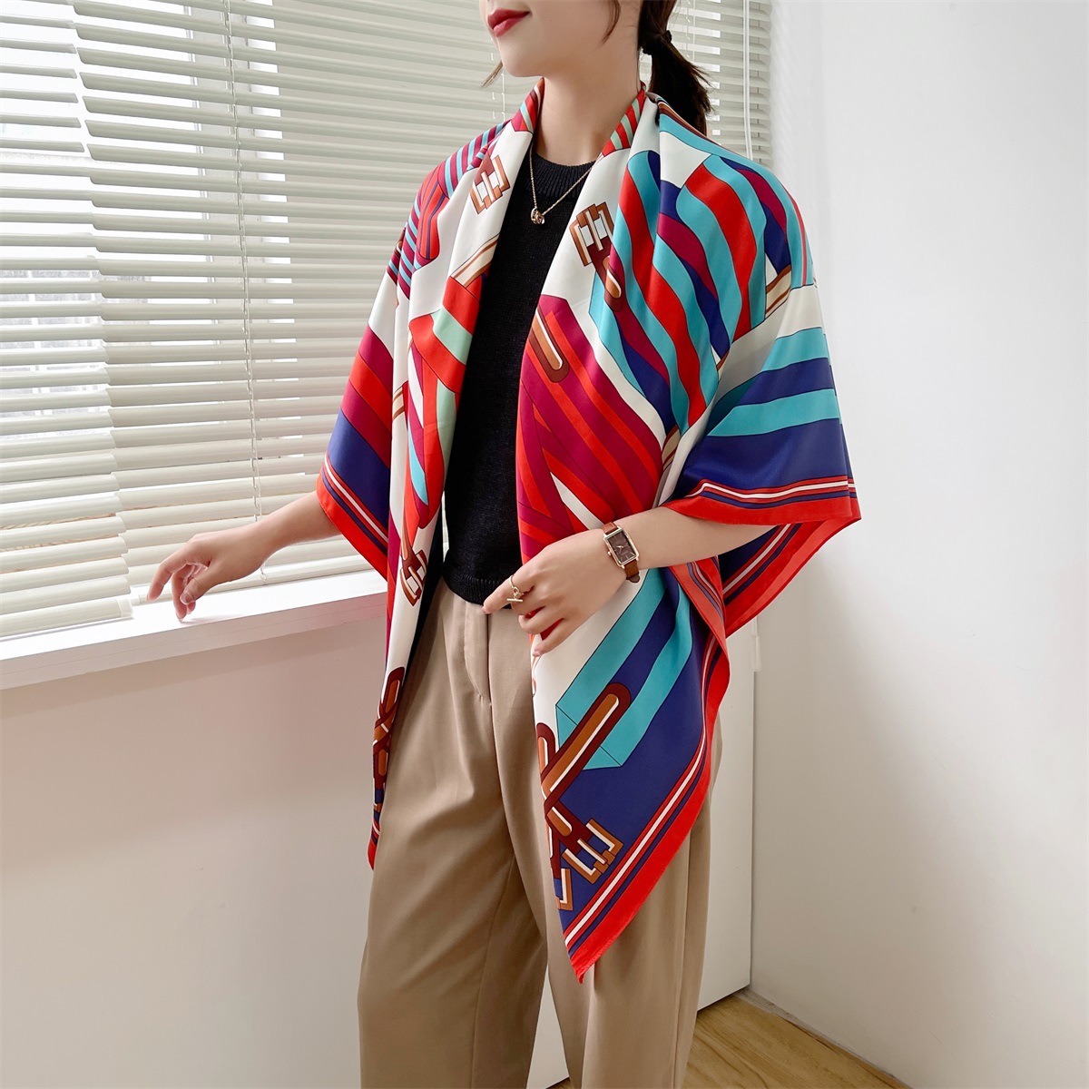 175g Weight Silk Scarf Classification Daily Occasion Polyester Material Plant Pattern Spring&Summer Season Women's Gender Elegant, Simple Style Style Women's Elegant Simple Style Plant Polyester Silk Scarf 7