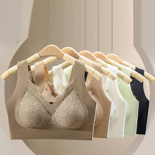 Seamless Beautiful Back Fixed Cup Push-Up Breast Support Without Rims Vest Style Sleep Bra Lace Wrap Vest