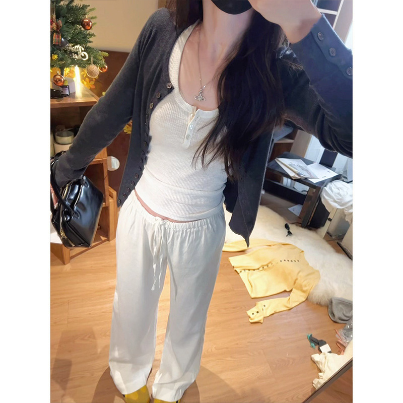 魔西新款早秋季韩系高级感针织衫上衣女慵懒休闲外搭开衫毛衣外套|undefined