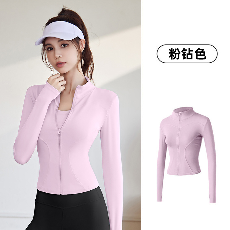 Juyitang Spring and Autumn Sports Chaqueta de manga larga para mujer Traje de yoga para correr Chaqueta superior