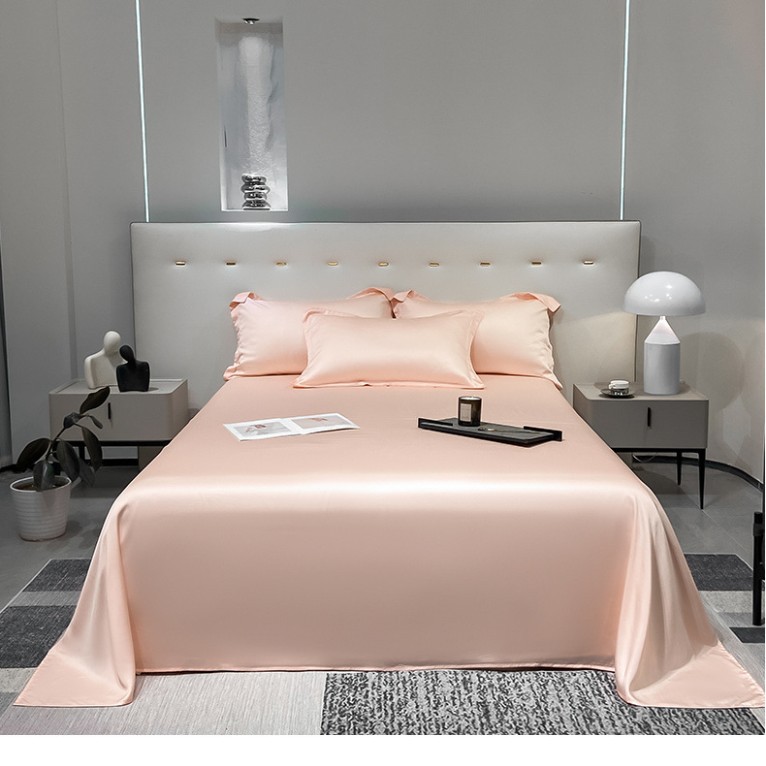 100 sábanas de verano de seda de hielo de color sólido de una sola pieza, dormitorio desnudo, edredón fresco, funda de almohada simple, juego de tres piezas