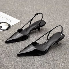 【youshilai】French kitten style with backless single shoes, 2024 new women's pointed black professional high heels