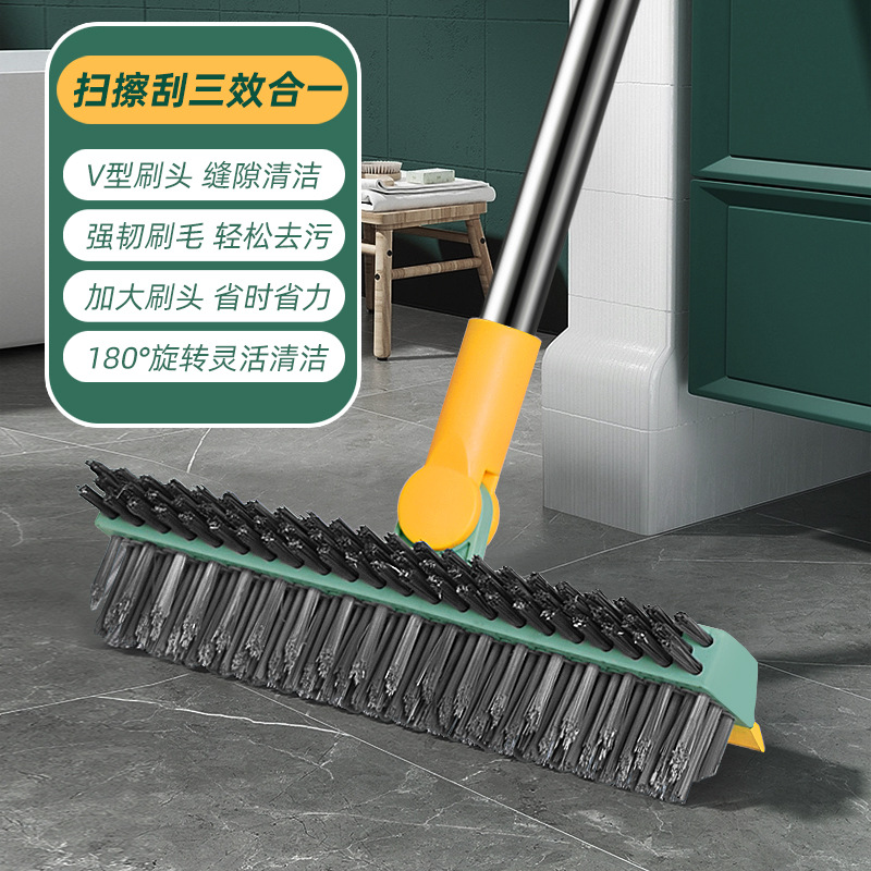 욕실 바닥 타일 브러시, 욕실 벽 청소 빗자루, 바닥 물기 제거 빗자루, 양면 V형 긴 손잡이 브러시, 바닥 브러시