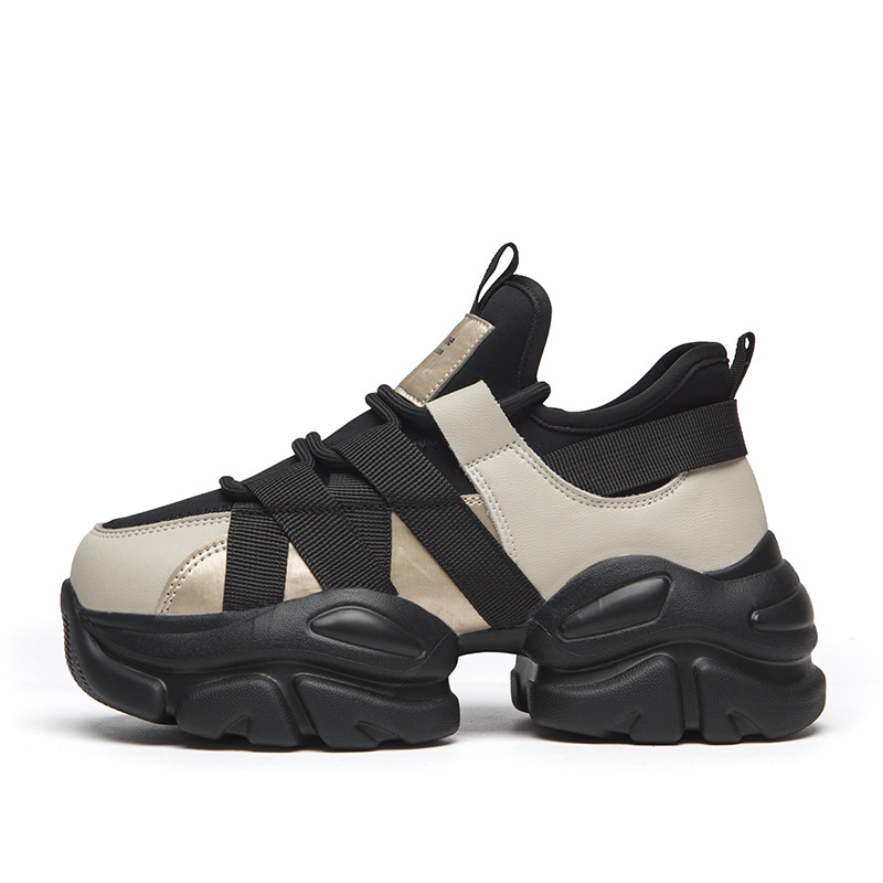 Zapatillas deportivas Augusden negras para mujer, modelo 2026, nuevas con plataforma y suela gruesa para personas pequeñas, estilo panda en blanco y negro.