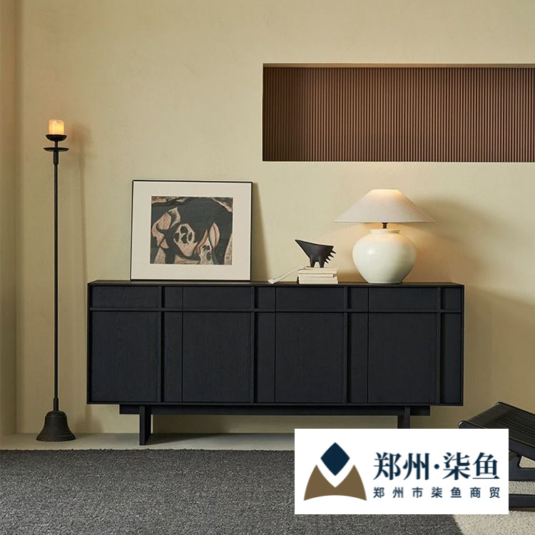 Medieval Style Sideboard Against the Wall Integrated Household Slate Storage Cabinet Living Room Kitchen Skeleton Line Storage Cabinet Tea Cabinet