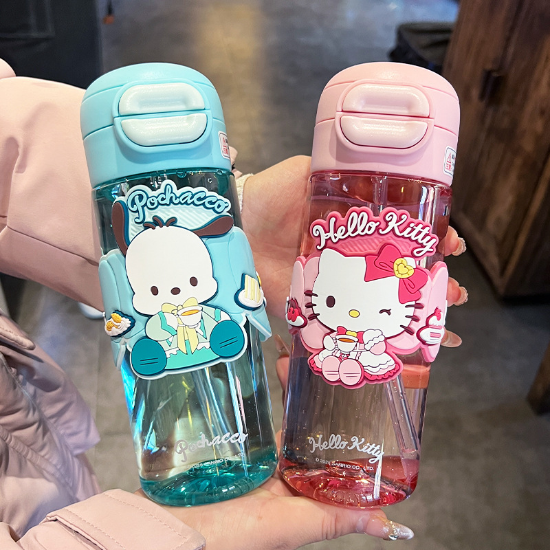 サンリオ子供用コップ女の子学校用ストローカップ小学生高温ダブルドリンク転倒防止ポット夏|undefined