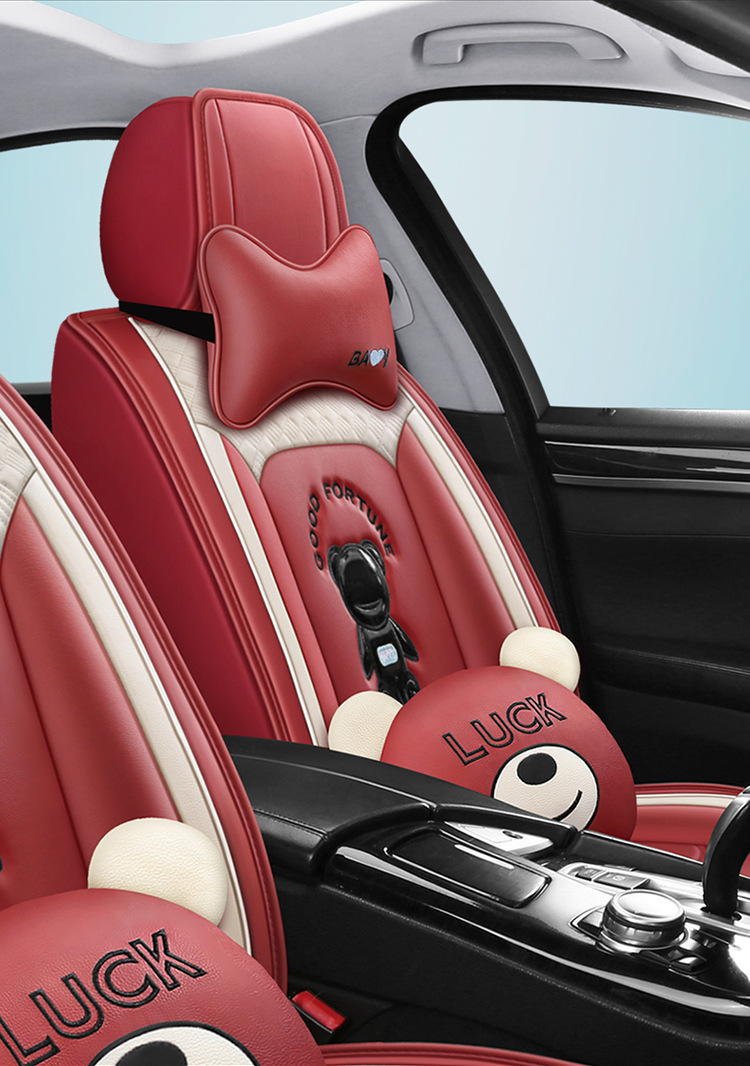 2022 New Bear Cartoon Car Seat Cushion Full Surround Special Seat Cover Universal for All Seasons New Seat Cover