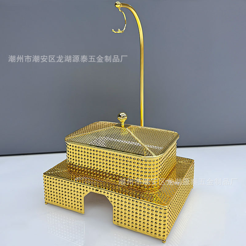 跨境外贸方形不锈钢酒精炉吊盖金色酒精锅自助餐炉Chafing Dish|undefined
