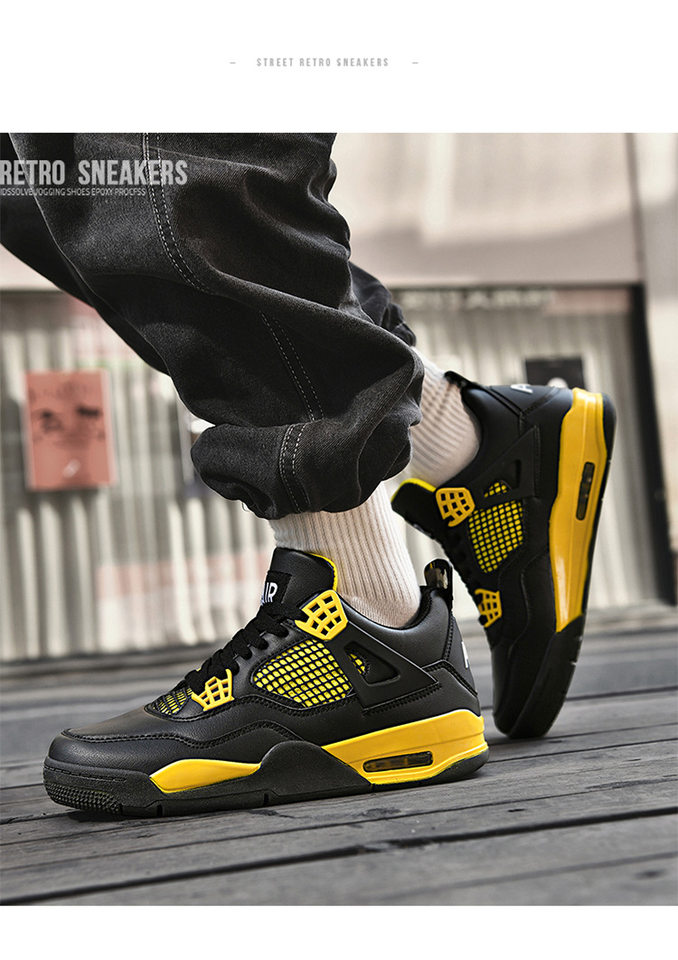 Giày sneaker thể thao cổ thấp đế dày chống trượt, thân da nhân tạo thoáng khí, dáng giày bóng rổ — Mẹ điện, Paris, thần sấm sét, xi măng trắng chi tiết 15