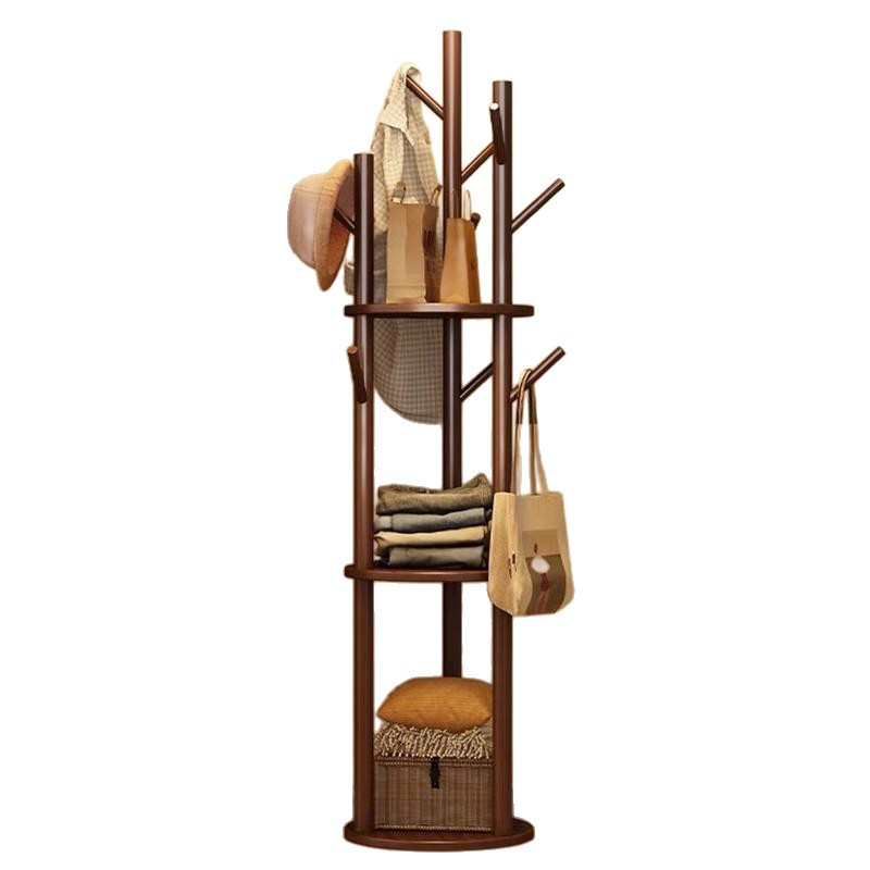 Percha de ropa de madera sólida percha de ropa rotativa percha de sombrero piso dormitorio doméstico en la sala de estar percha de bolsa vertical percha de pequeño tipo image 6