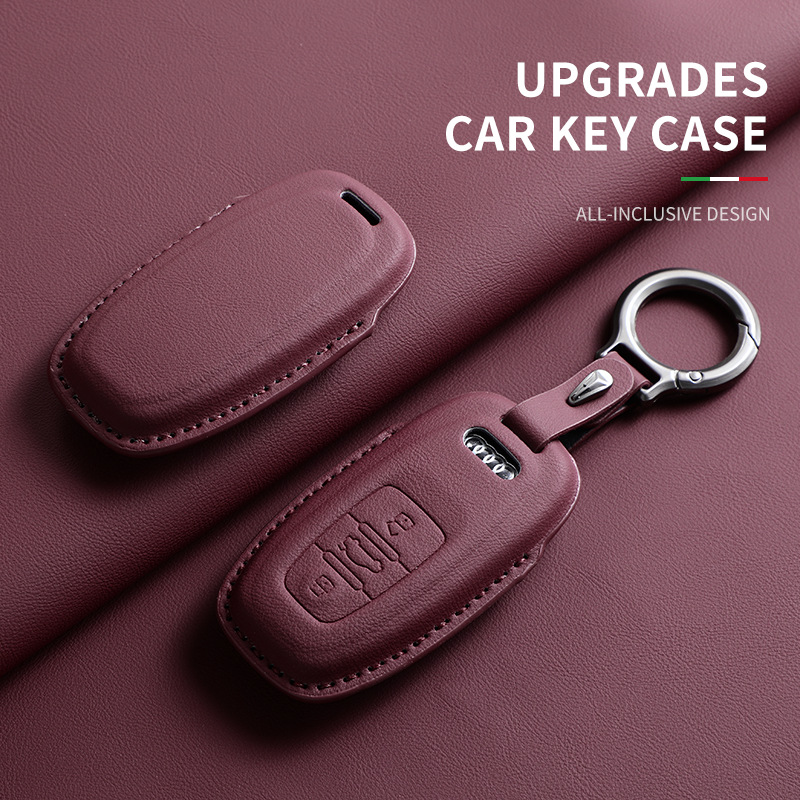 Suitable for Audi A6L Key Cover A6 Same Car Original Color Q8 Bag A4L Car A3L Car Q5 La7 Shell Q3 Buckle Q7 Cross-Border