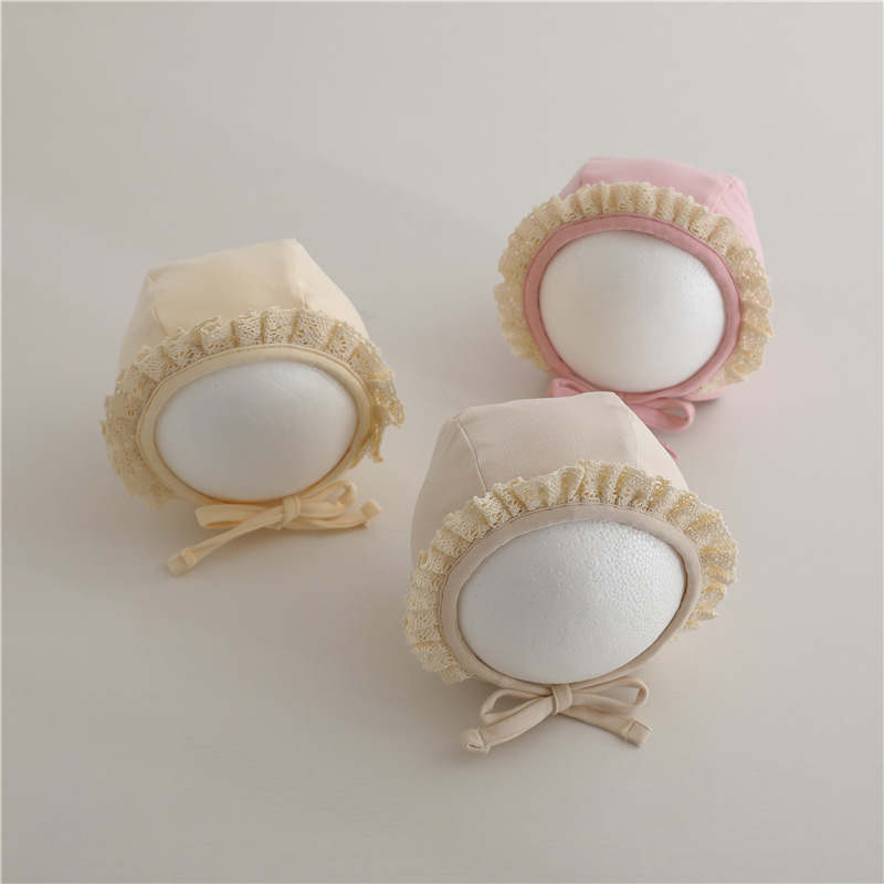 Primavera y otoño bonitos sombreros de encaje recién nacidos pequeños meses delgados sombreros de embarazo de puertas de protección de verano