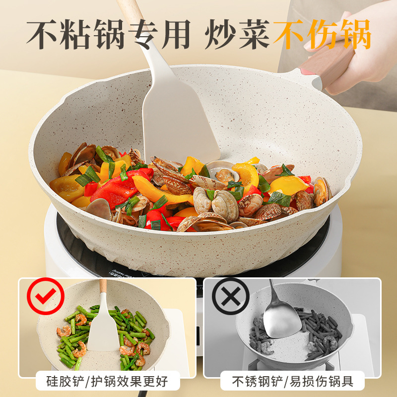 Nueva pala de silicona multifuncional, pala de silicona de grado alimenticio, pala de silicona de haya, sartén antiadherente, pala especial para freír