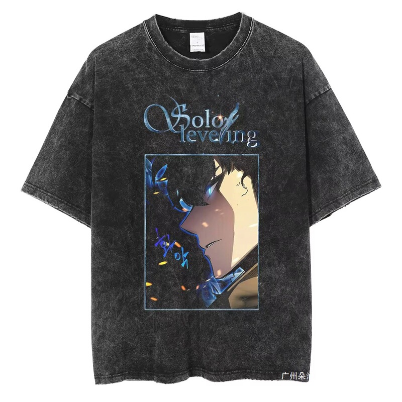 Cross-Border Aliexpress 2025 Hot Anime Solo Level Sung Jin Woo Printed T-Shirt Men and Women High Quality