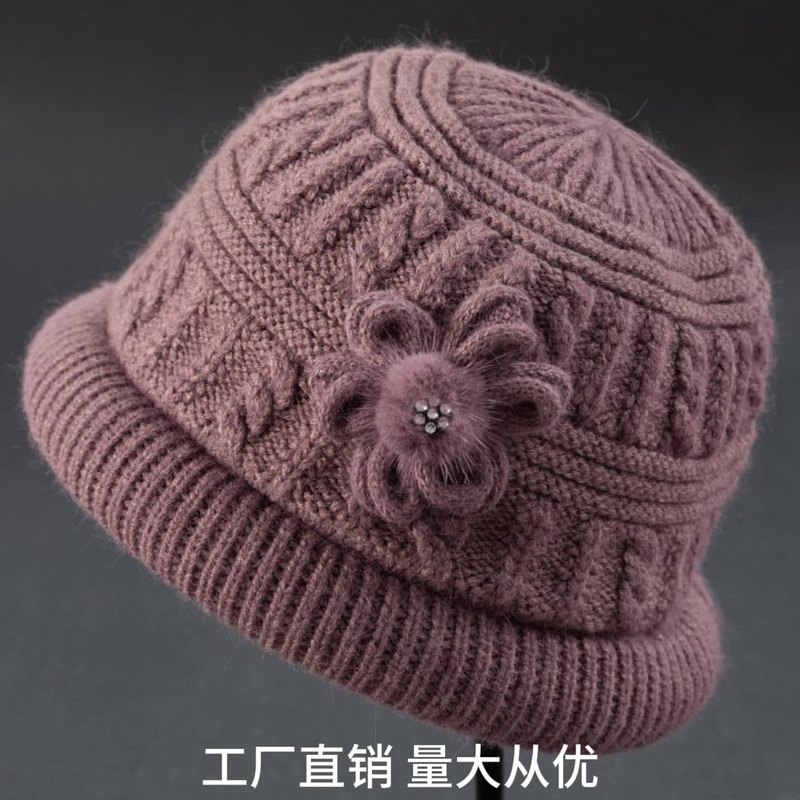 中老年帽子女秋冬季妈妈帽加厚保暖奶奶帽盆帽加绒针织毛线帽批发|undefined