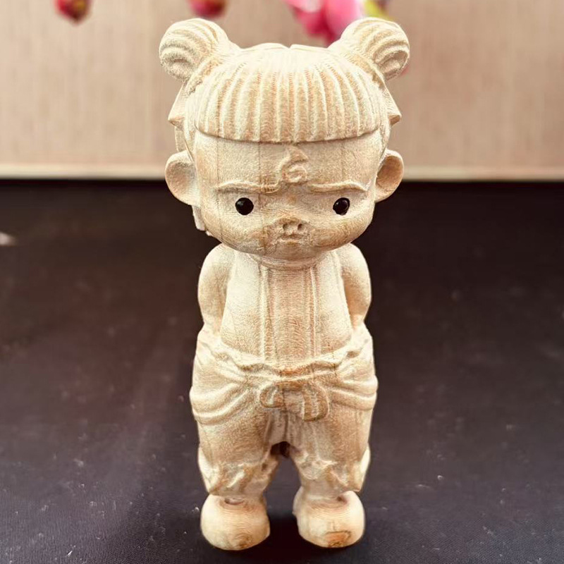 桃の木の置物の卸売りの三太子の魔童は海の木の彫刻の取っ手の件を騒がせます。|undefined