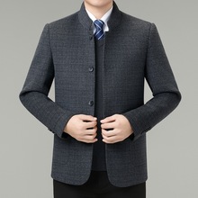 专柜高级感双面呢大衣男装轻奢时尚简约立领休闲大码羊毛呢外套冬