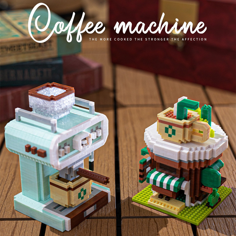 Chao lechuang compatible with Lego micro diamond small particle simulation coffee machine 6701 coffee house 6702 building blocks assembling toys
