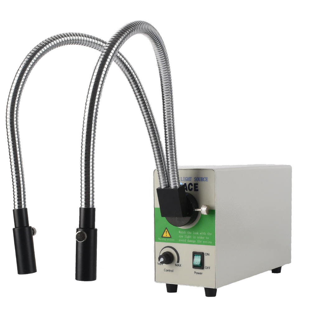 批发 双支LED显微镜光纤冷光源 硬管长550mm 色温5500K 亮度可调