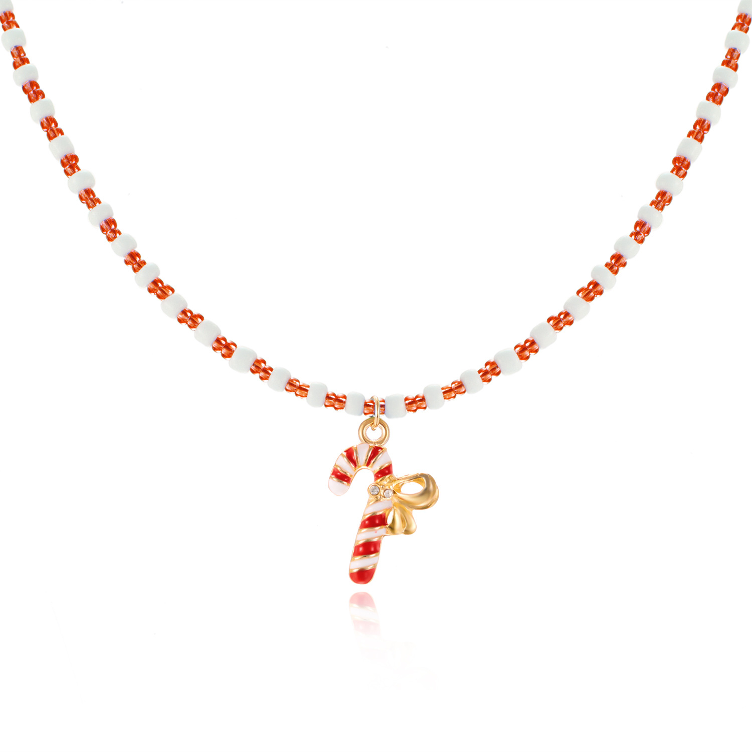nouveau collier de perles fait main à la mode et polyvalent collier de perles de riz de sapin de Noël Père Noël femme_voghion.com